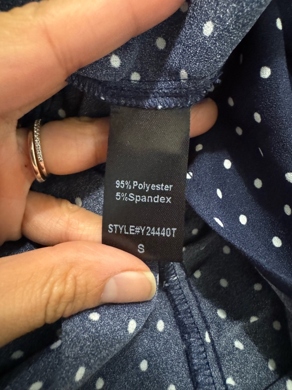 Pomander Place Navy Polka Dot Babydoll Mini Dress NWT Small - Picture 11 of 11
